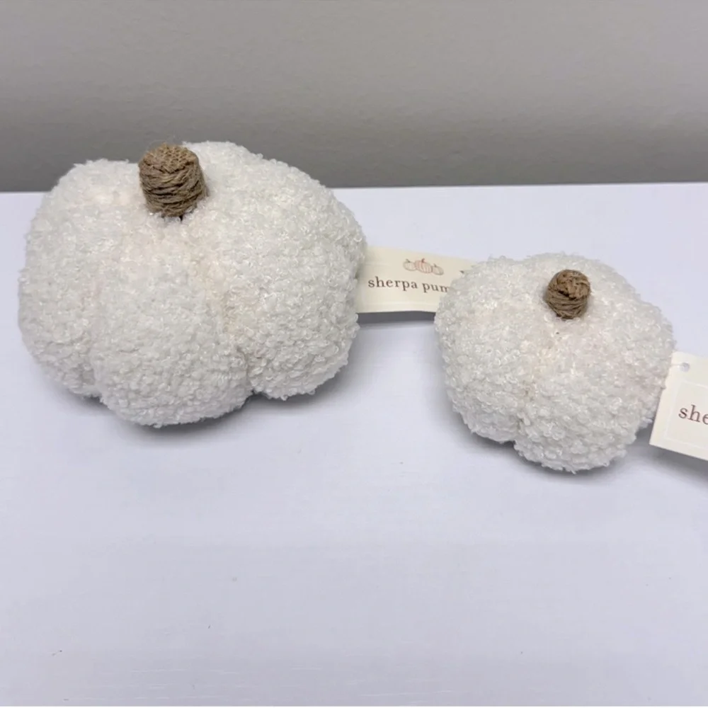 NWT Target Bullseye Playground Set of 2 Cream & Brown Sherpa Pumpkins